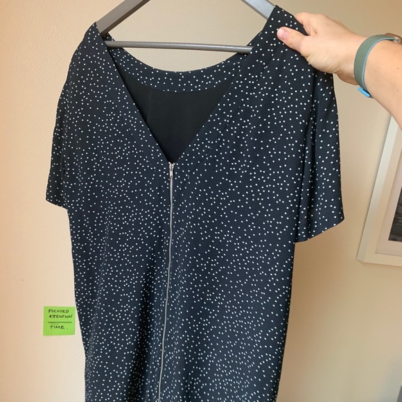 Madewell Shift Back Zip Black and White Dot Dress - Picture 3 of 4